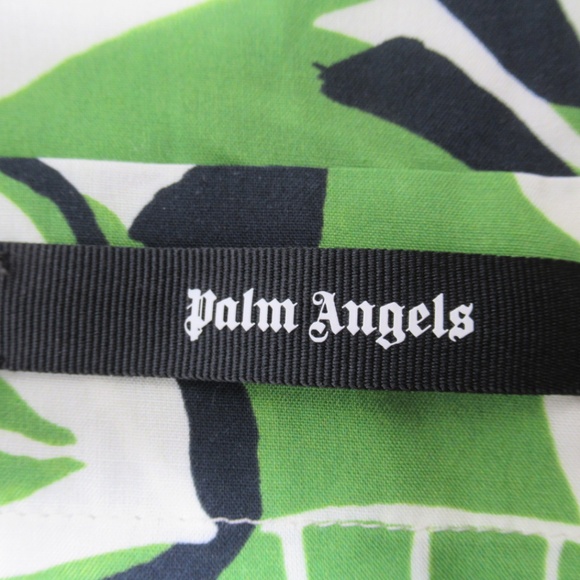 Palm Angels Women's Hibiscus Bowling Shirt Over Green White Size S Super Relaxed - Picture 4 of 12